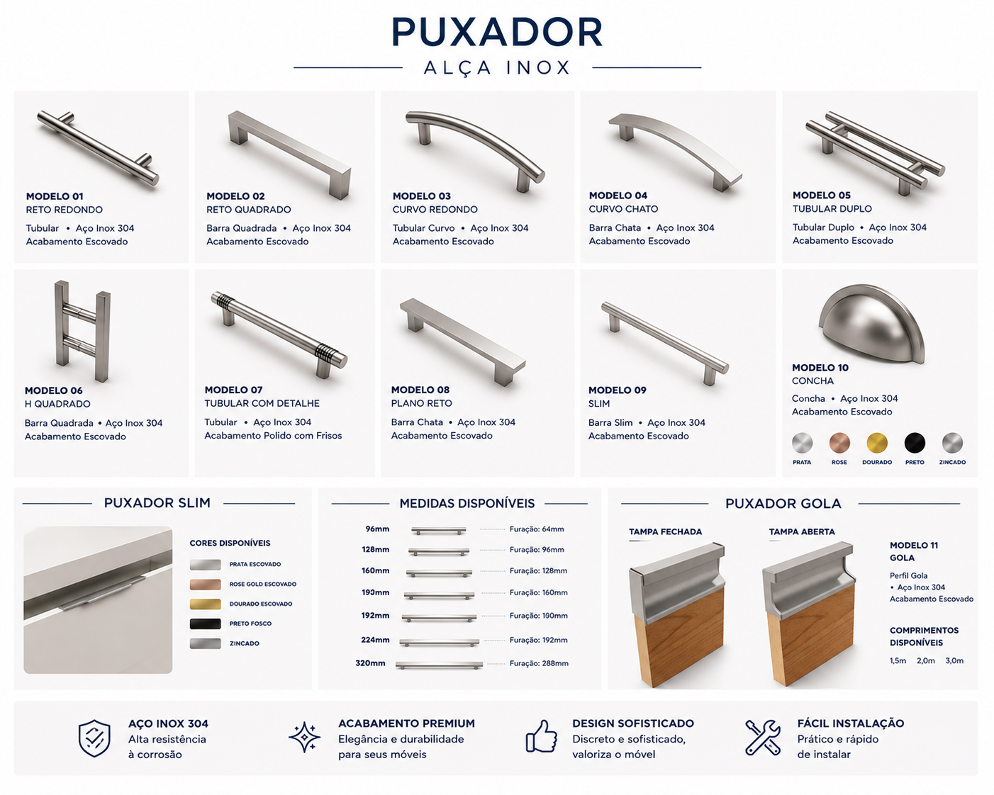 Puxador Alça Inox